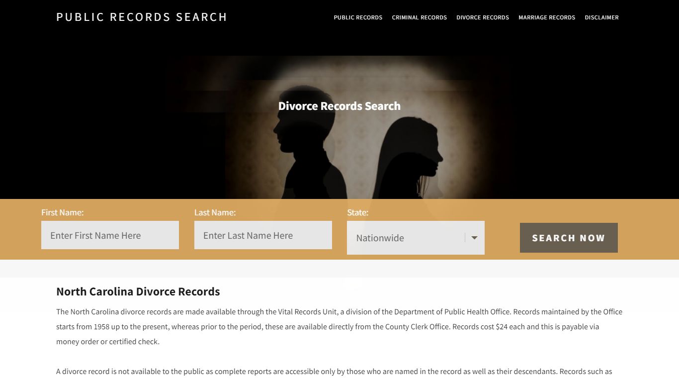 North Carolina Divorce Records - Public Records Search